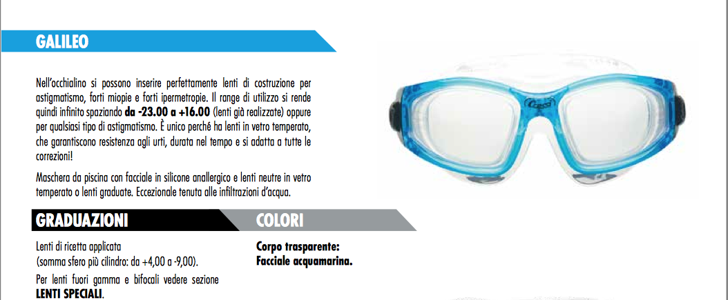 Maschera da piscina GALILEO lenti neutre